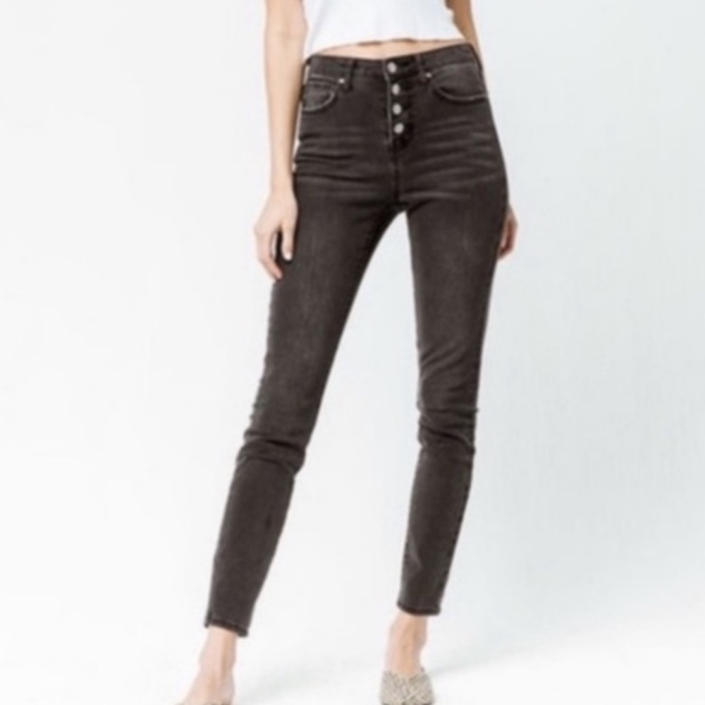 RSQ Manhattan high rise dark wash skinny button fly jeans size 25